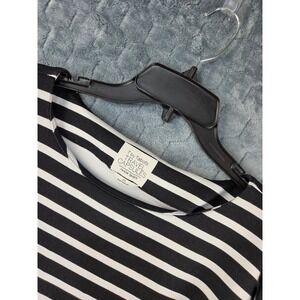 T by Talbots Travel Capsules AirKnit Stretch Striped Top Black White 2X